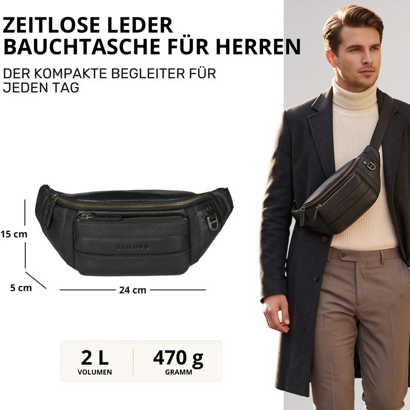 "Adelmo" Zeitlose Bauchtasche Herren Leder Vintage