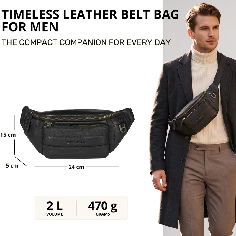 "Adelmo" Zeitlose Bauchtasche Herren Leder Vintage