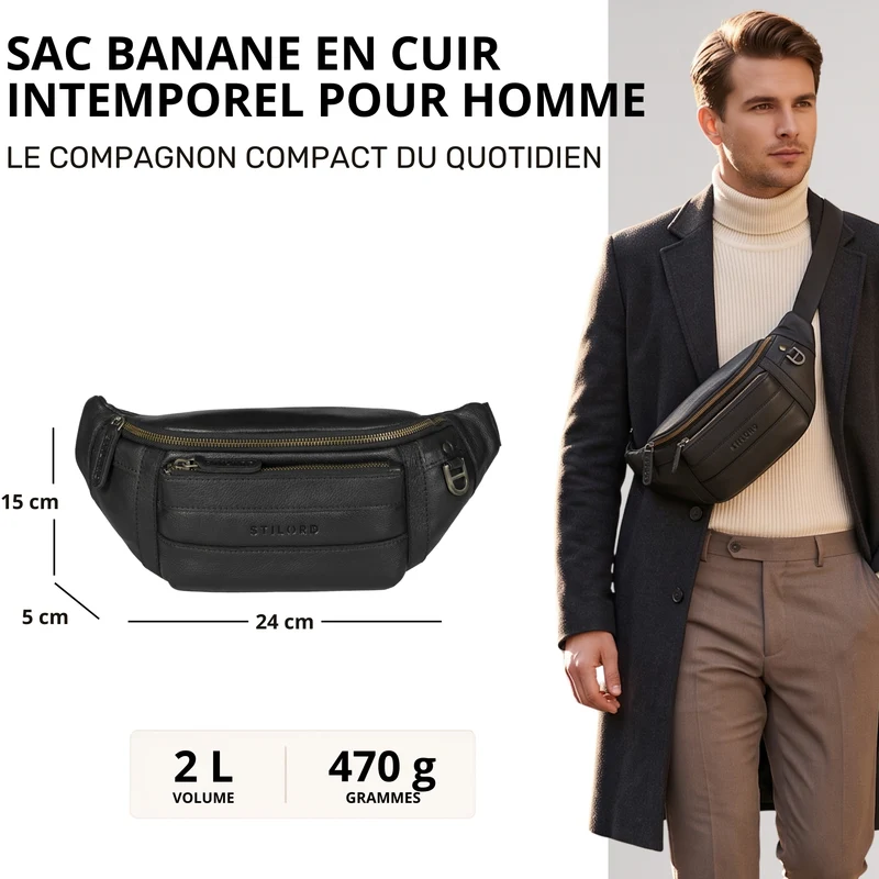 "Adelmo" Zeitlose Bauchtasche Herren Leder Vintage