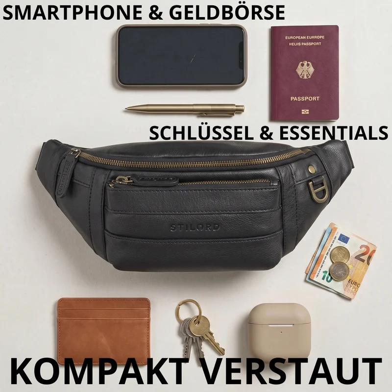 "Adelmo" Zeitlose Bauchtasche Herren Leder Vintage