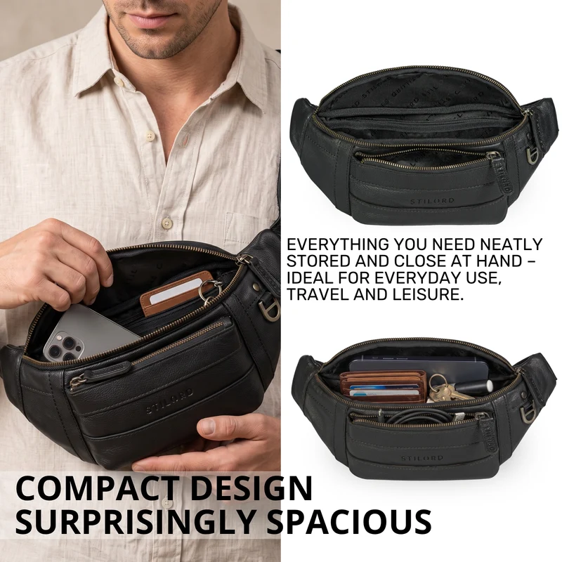 "Adelmo" Zeitlose Bauchtasche Herren Leder Vintage