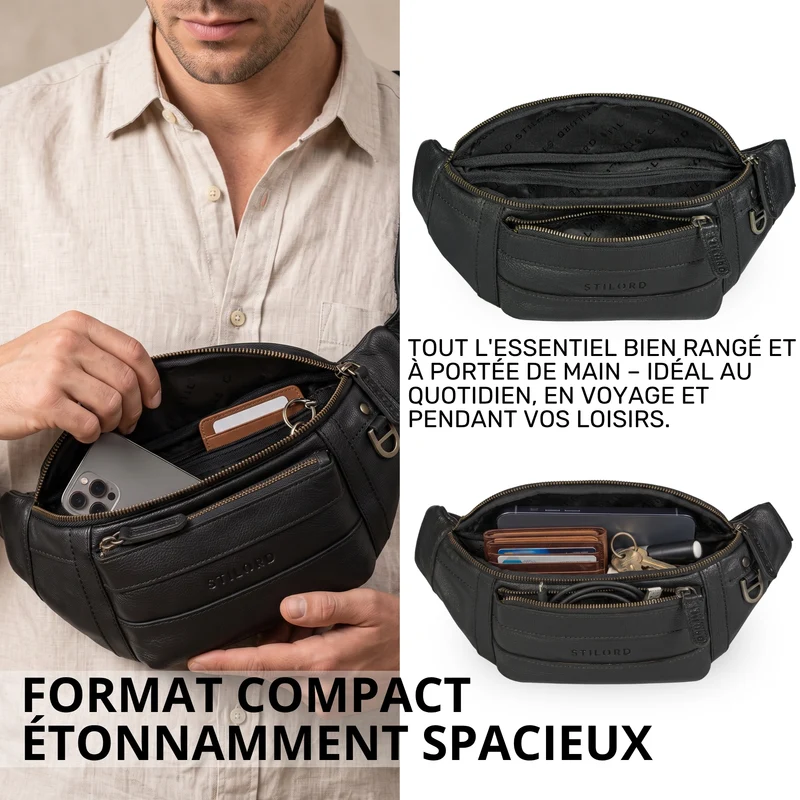 "Adelmo" Zeitlose Bauchtasche Herren Leder Vintage