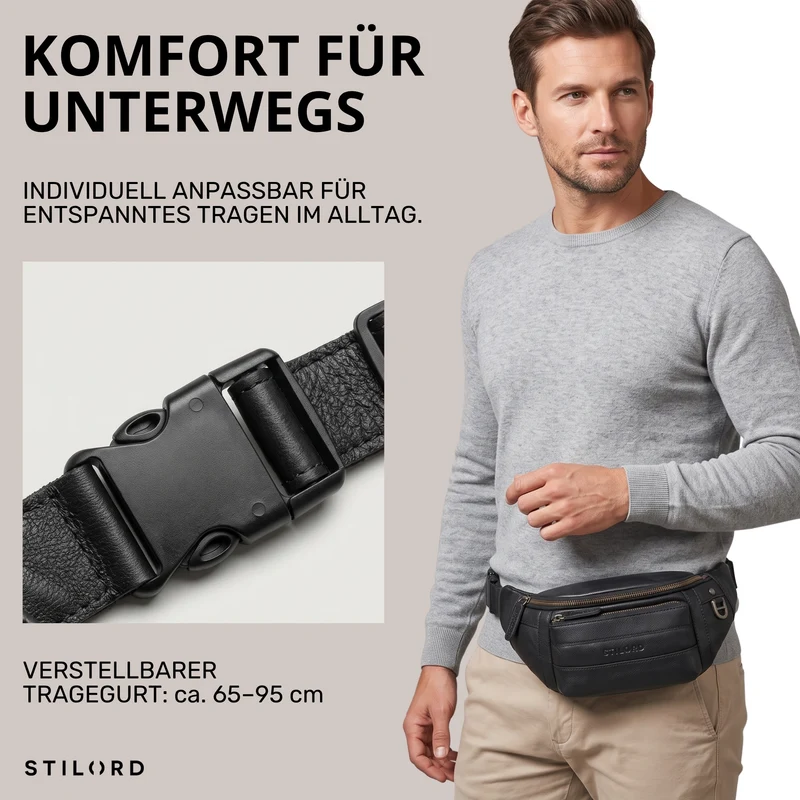 "Adelmo" Zeitlose Bauchtasche Herren Leder Vintage