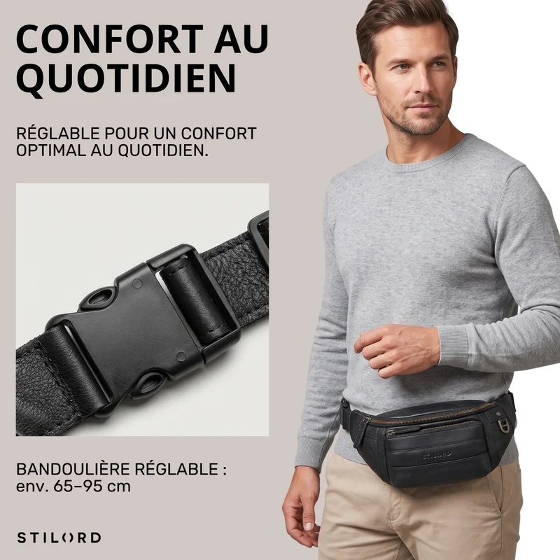 "Adelmo" Zeitlose Bauchtasche Herren Leder Vintage