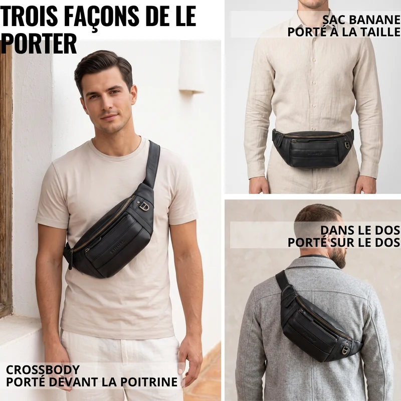 "Adelmo" Zeitlose Bauchtasche Herren Leder Vintage