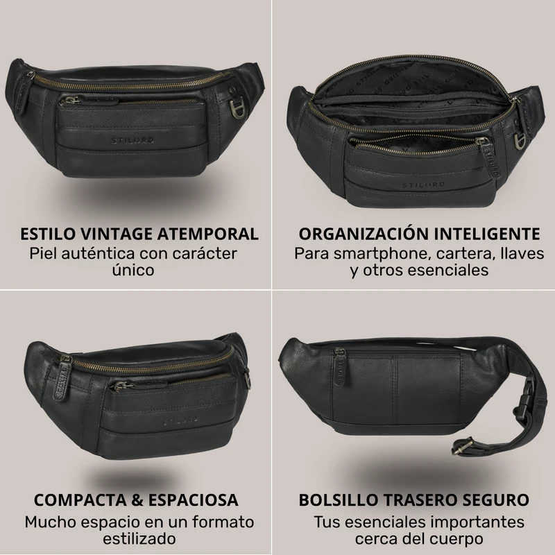 "Adelmo" Zeitlose Bauchtasche Herren Leder Vintage