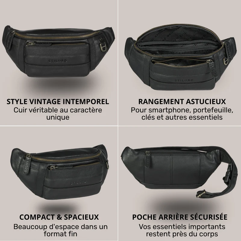"Adelmo" Zeitlose Bauchtasche Herren Leder Vintage
