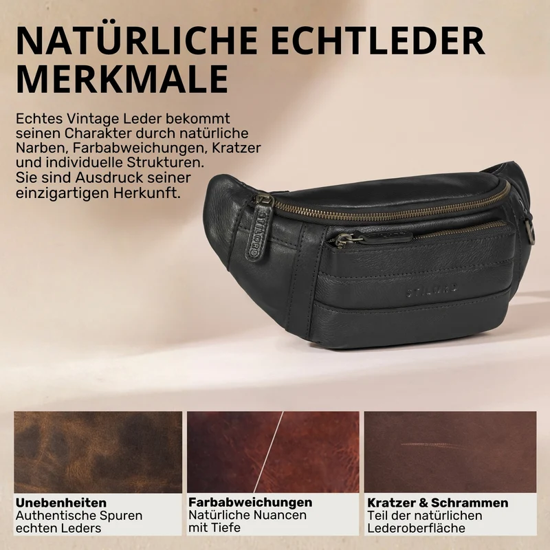 "Adelmo" Zeitlose Bauchtasche Herren Leder Vintage