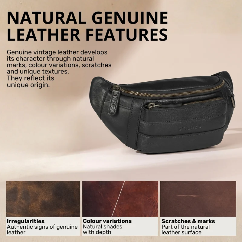 "Adelmo" Zeitlose Bauchtasche Herren Leder Vintage