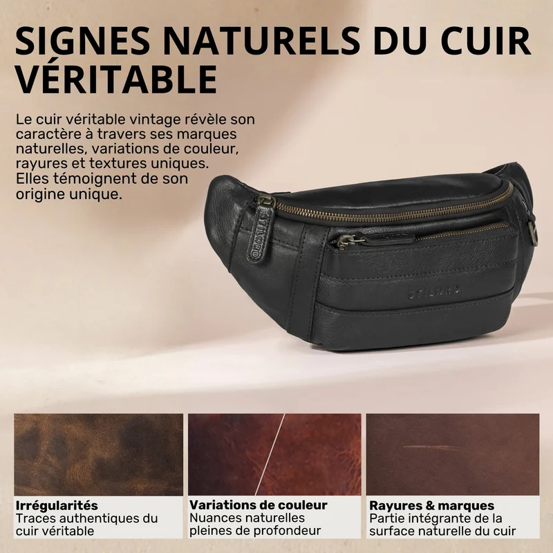 "Adelmo" Zeitlose Bauchtasche Herren Leder Vintage