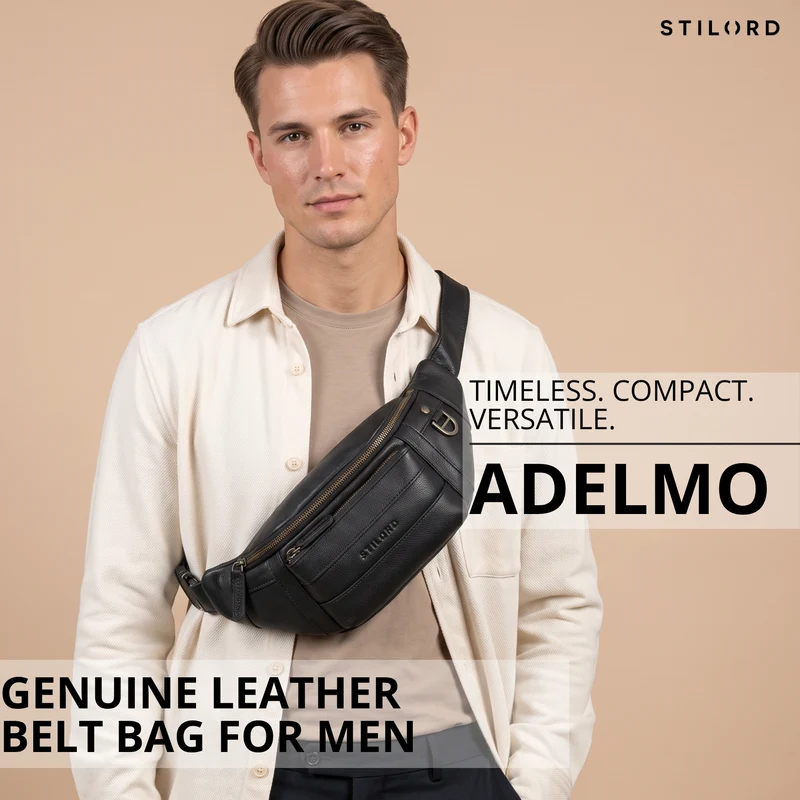 "Adelmo" Zeitlose Bauchtasche Herren Leder Vintage
