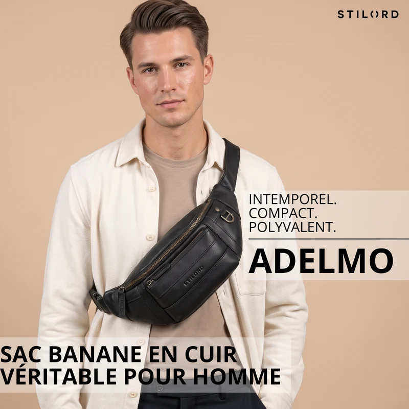 "Adelmo" Zeitlose Bauchtasche Herren Leder Vintage