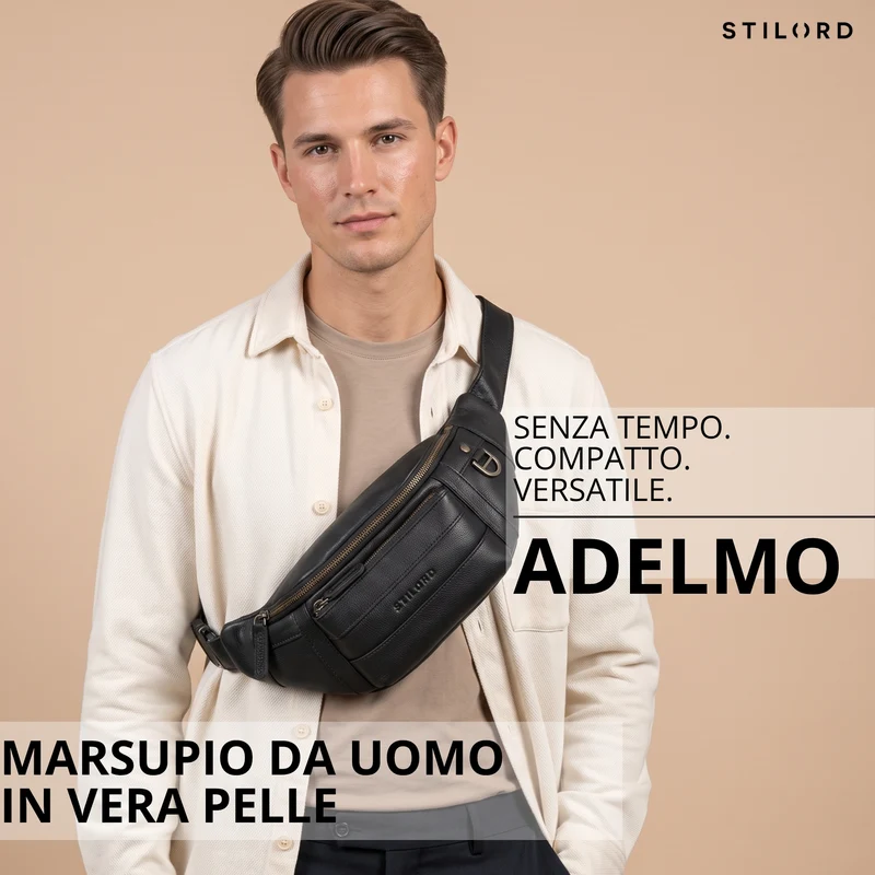 "Adelmo" Zeitlose Bauchtasche Herren Leder Vintage