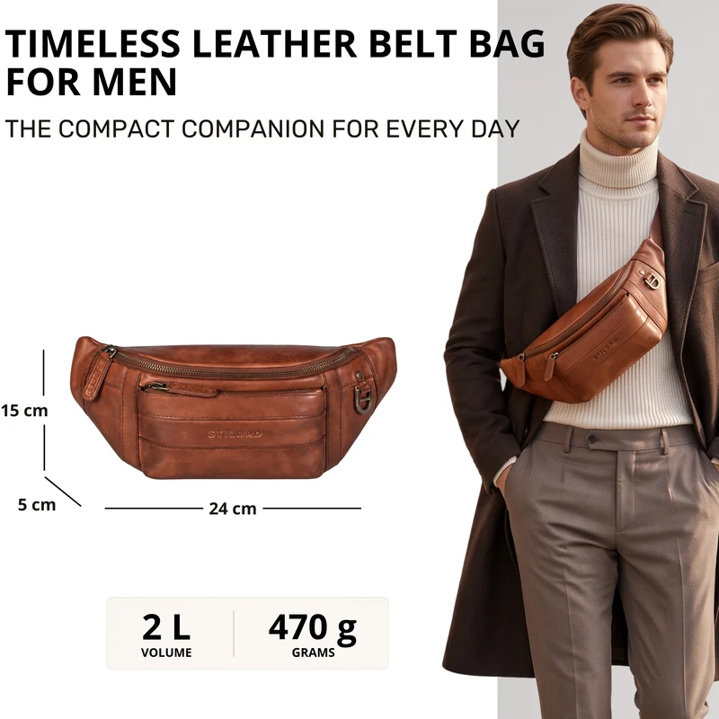 "Adelmo" Zeitlose Bauchtasche Herren Leder Vintage