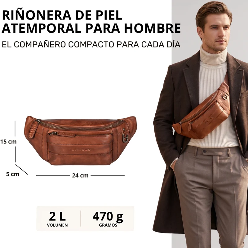 "Adelmo" Zeitlose Bauchtasche Herren Leder Vintage