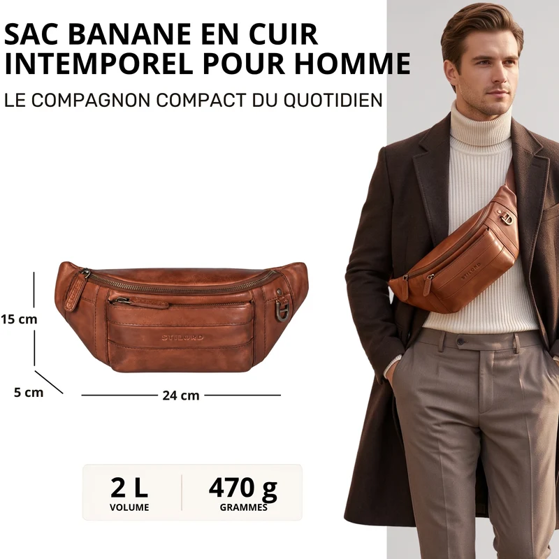 "Adelmo" Zeitlose Bauchtasche Herren Leder Vintage