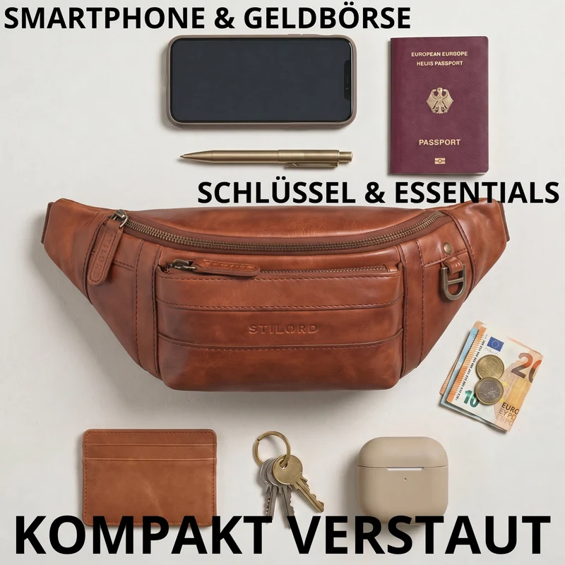 "Adelmo" Zeitlose Bauchtasche Herren Leder Vintage