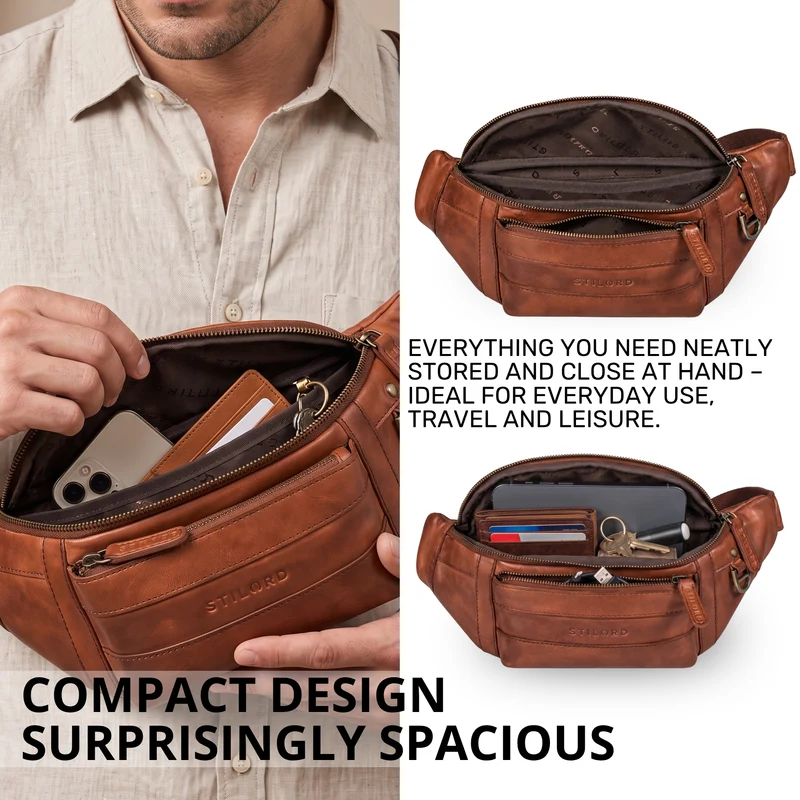"Adelmo" Zeitlose Bauchtasche Herren Leder Vintage