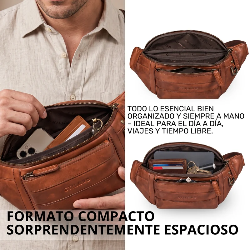 "Adelmo" Zeitlose Bauchtasche Herren Leder Vintage