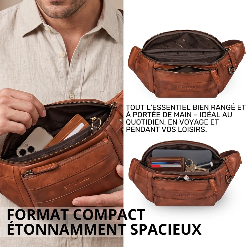 "Adelmo" Zeitlose Bauchtasche Herren Leder Vintage