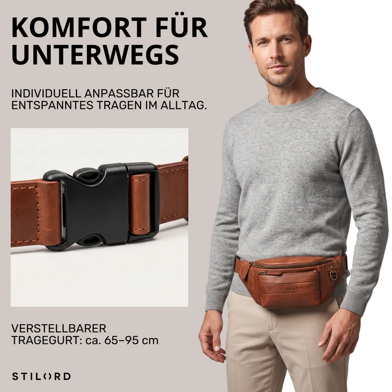 "Adelmo" Zeitlose Bauchtasche Herren Leder Vintage