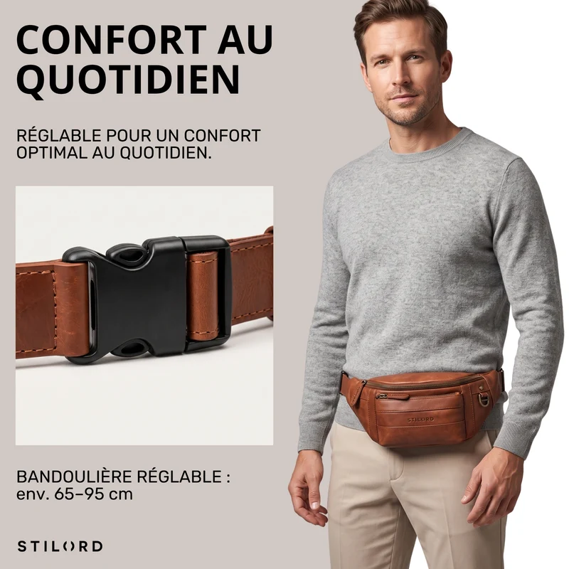 "Adelmo" Zeitlose Bauchtasche Herren Leder Vintage