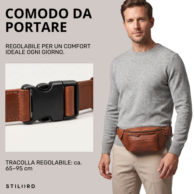 "Adelmo" Zeitlose Bauchtasche Herren Leder Vintage