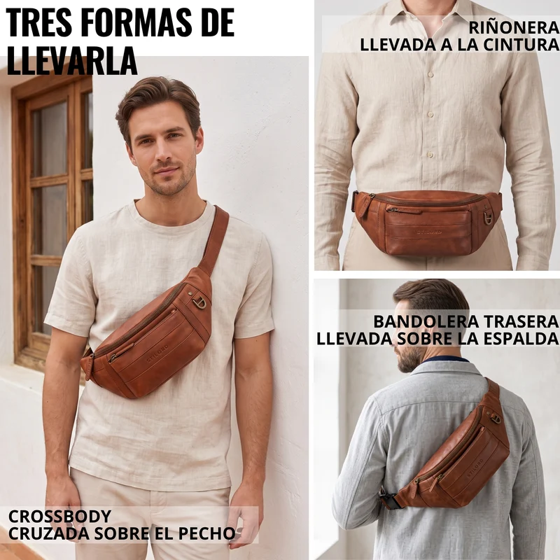 "Adelmo" Zeitlose Bauchtasche Herren Leder Vintage