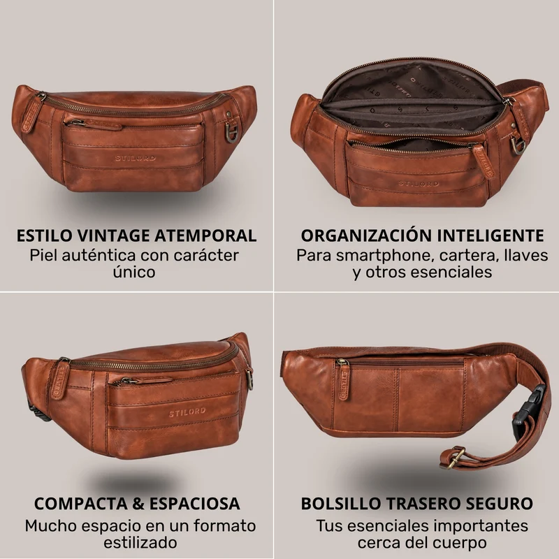"Adelmo" Zeitlose Bauchtasche Herren Leder Vintage