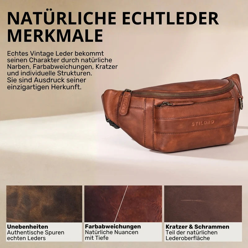 "Adelmo" Zeitlose Bauchtasche Herren Leder Vintage