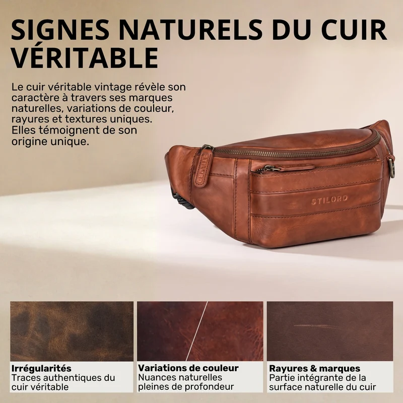 "Adelmo" Zeitlose Bauchtasche Herren Leder Vintage
