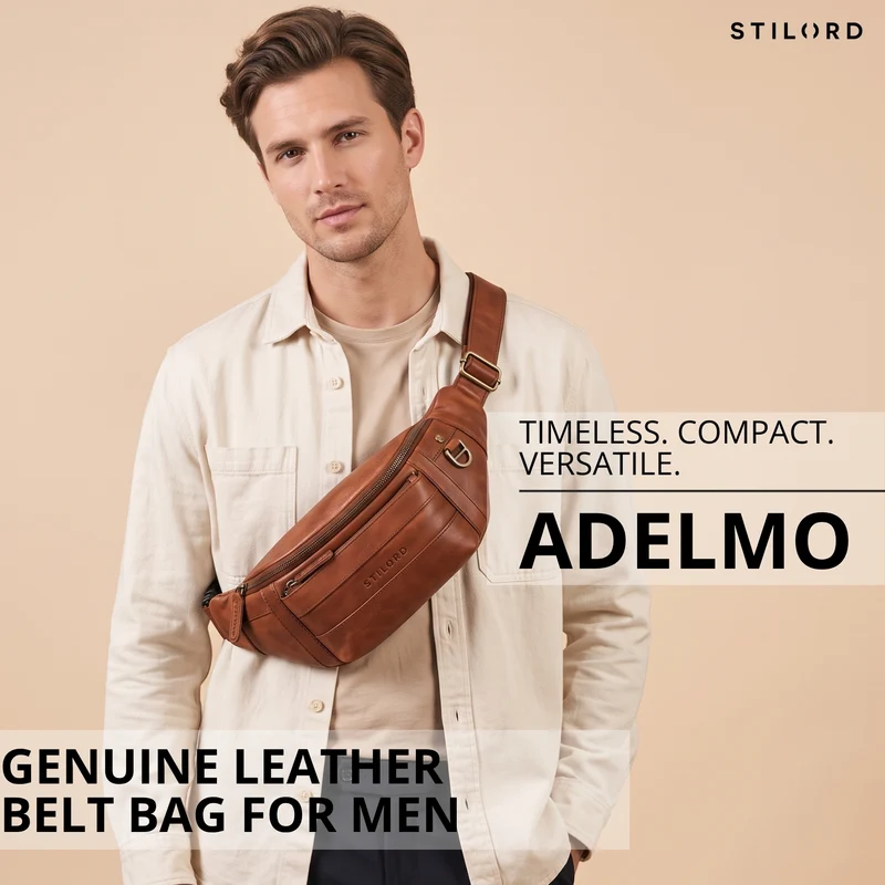 "Adelmo" Zeitlose Bauchtasche Herren Leder Vintage
