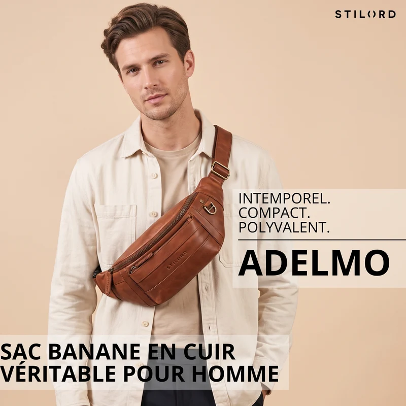 "Adelmo" Zeitlose Bauchtasche Herren Leder Vintage