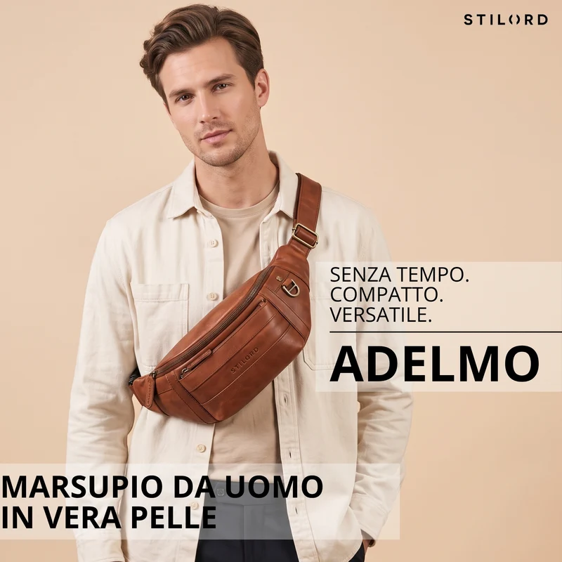 "Adelmo" Zeitlose Bauchtasche Herren Leder Vintage