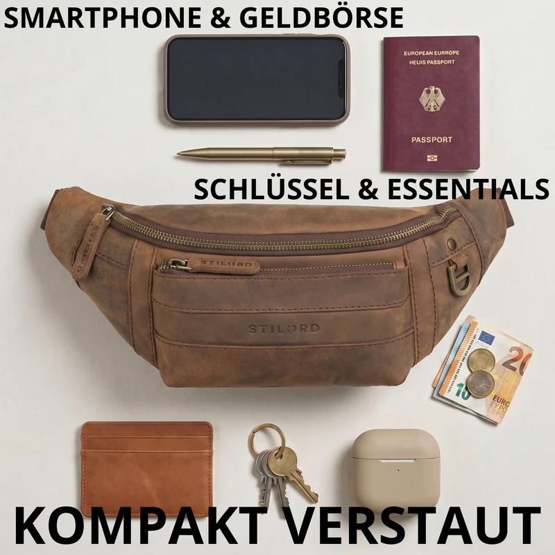 "Adelmo" Zeitlose Bauchtasche Herren Leder Vintage