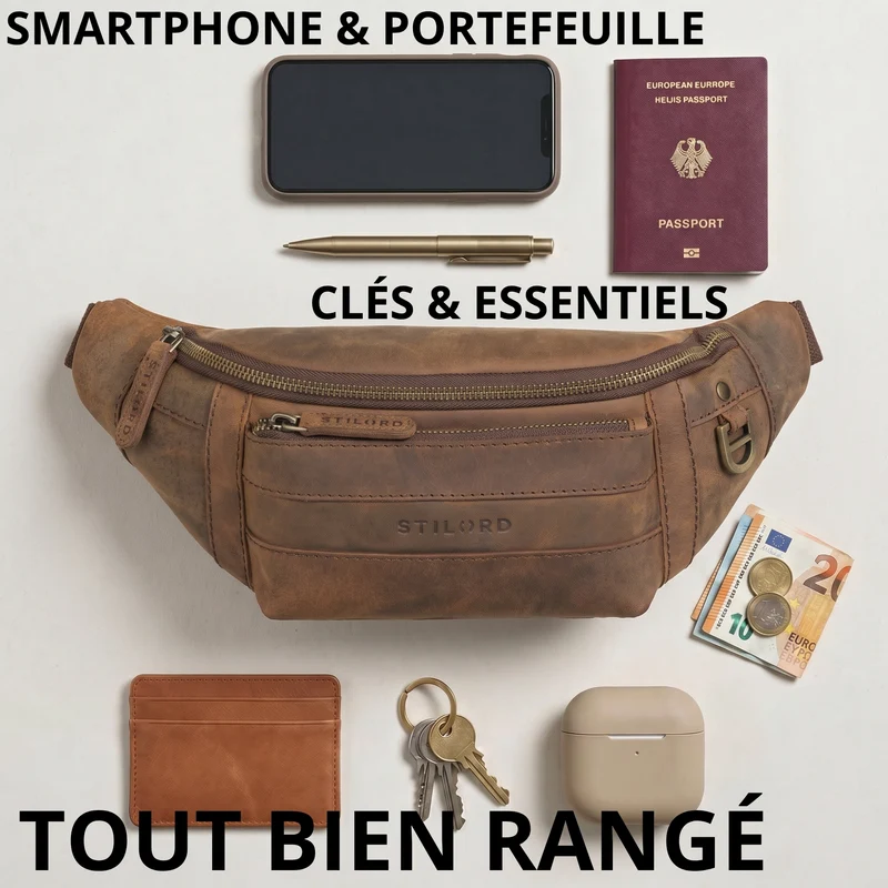 "Adelmo" Zeitlose Bauchtasche Herren Leder Vintage