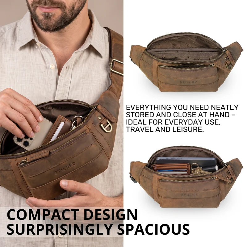 "Adelmo" Zeitlose Bauchtasche Herren Leder Vintage