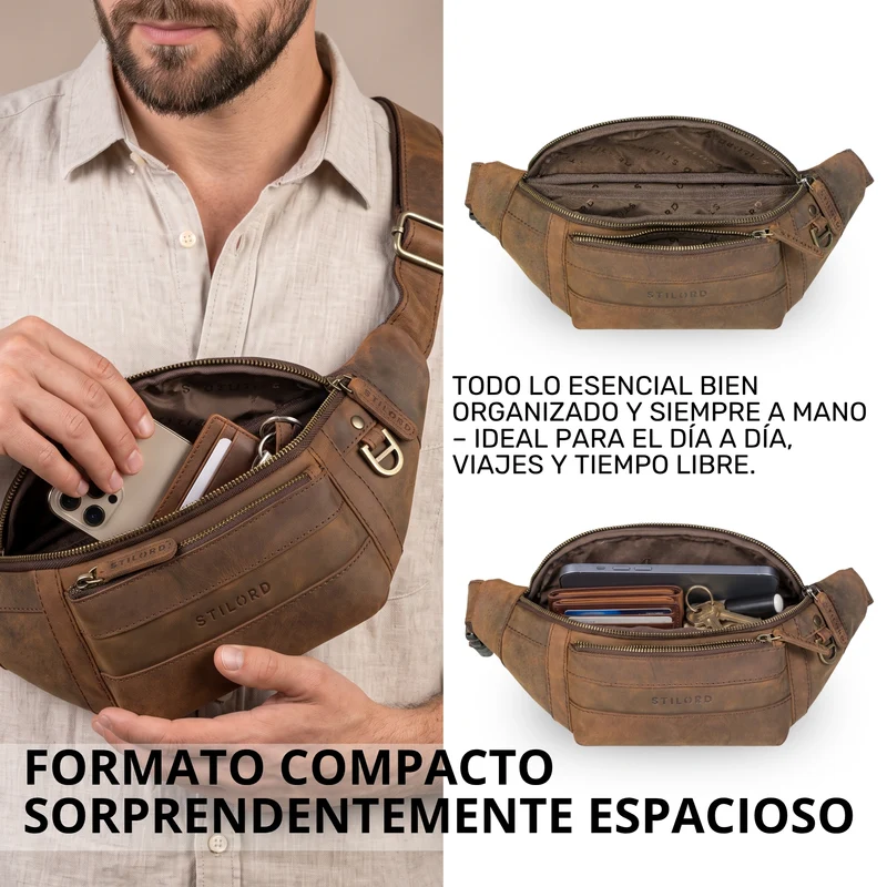 "Adelmo" Zeitlose Bauchtasche Herren Leder Vintage