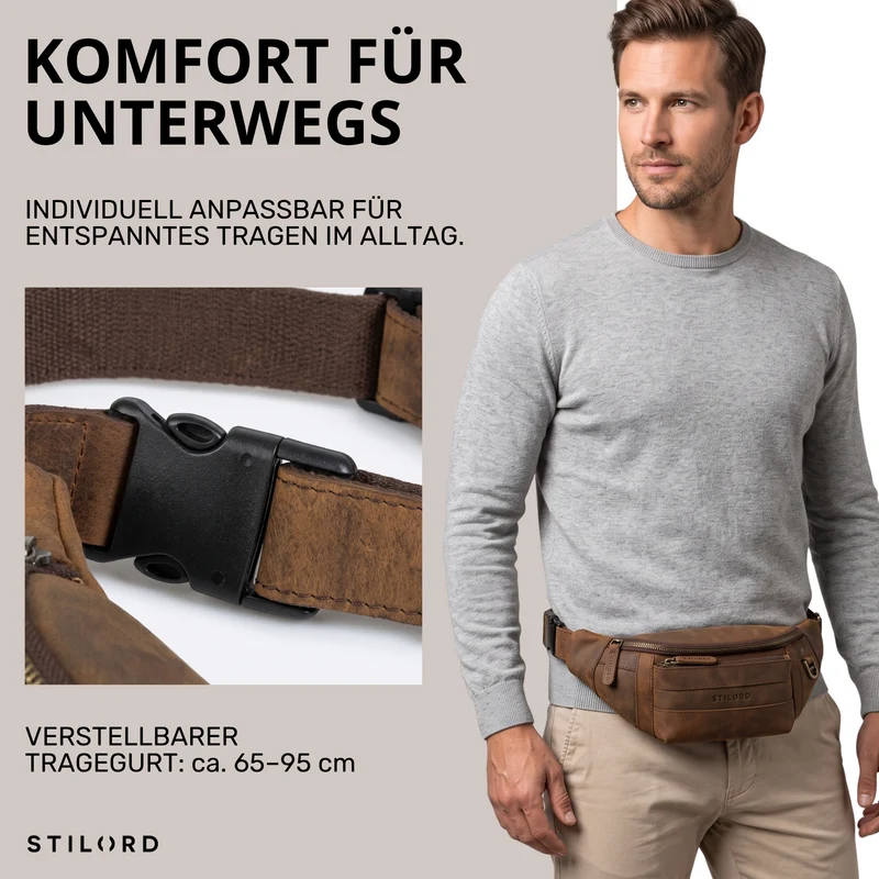 "Adelmo" Zeitlose Bauchtasche Herren Leder Vintage