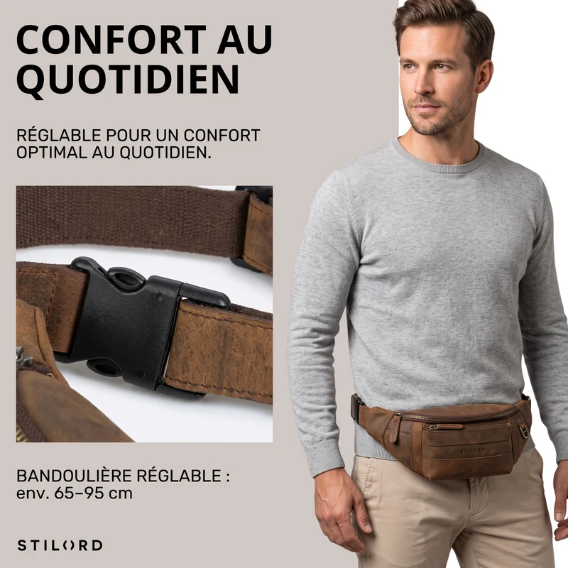 "Adelmo" Zeitlose Bauchtasche Herren Leder Vintage