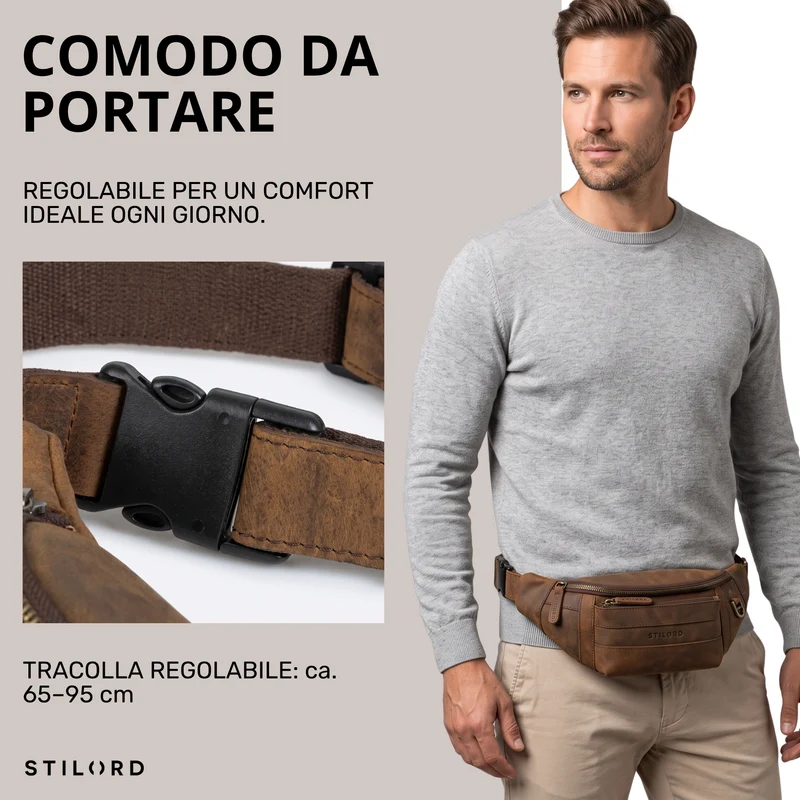 "Adelmo" Zeitlose Bauchtasche Herren Leder Vintage