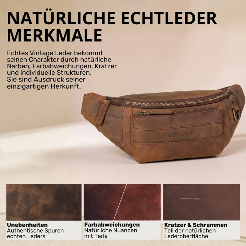 "Adelmo" Zeitlose Bauchtasche Herren Leder Vintage