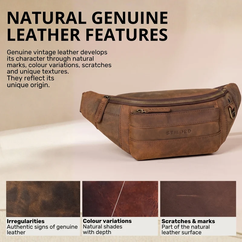 "Adelmo" Zeitlose Bauchtasche Herren Leder Vintage