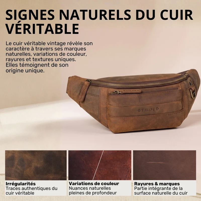 "Adelmo" Zeitlose Bauchtasche Herren Leder Vintage