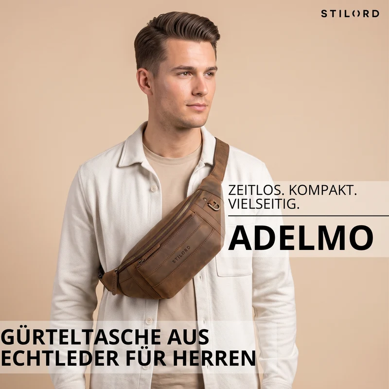 "Adelmo" Zeitlose Bauchtasche Herren Leder Vintage