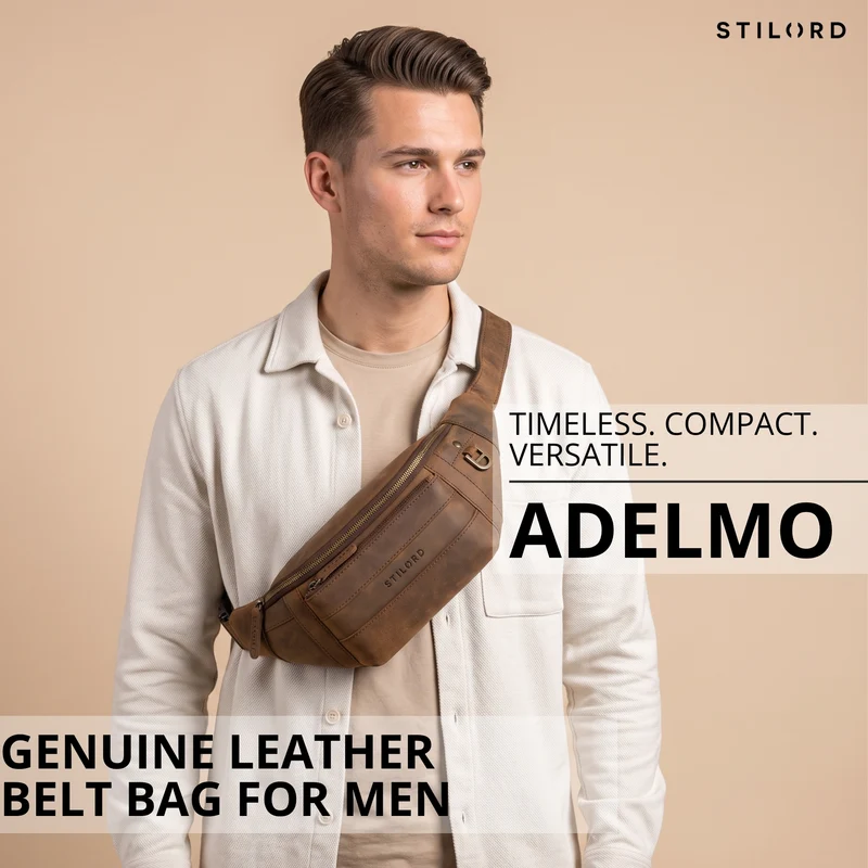 "Adelmo" Zeitlose Bauchtasche Herren Leder Vintage
