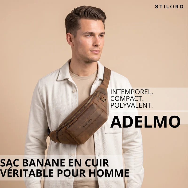 "Adelmo" Zeitlose Bauchtasche Herren Leder Vintage