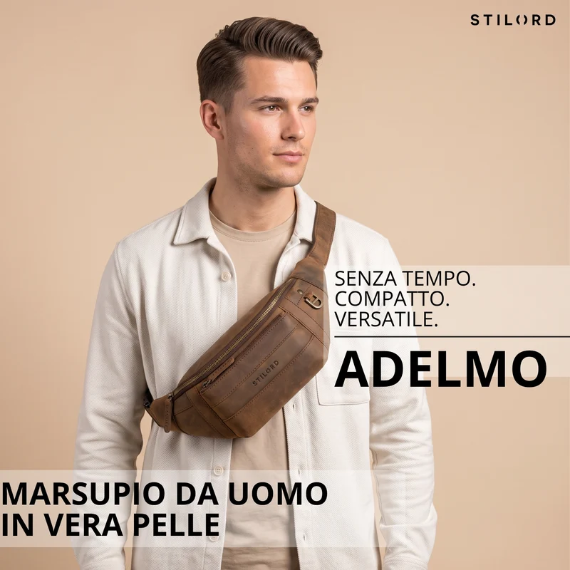 "Adelmo" Zeitlose Bauchtasche Herren Leder Vintage