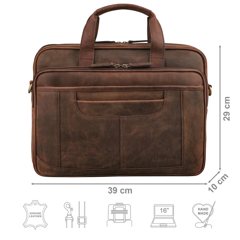 B-WARE "Quest" Aktentasche Leder 15,6 Zoll