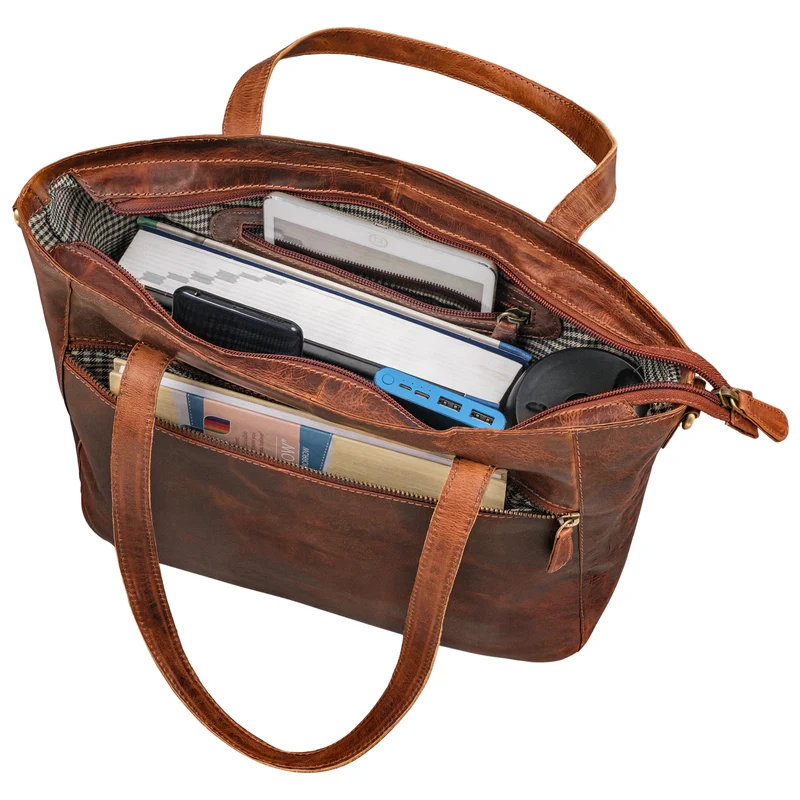 B-WARE "Nicole" 3-in-1 Shopper Leder Damen (Handtasche Umhängetasche Crossbody Bag)